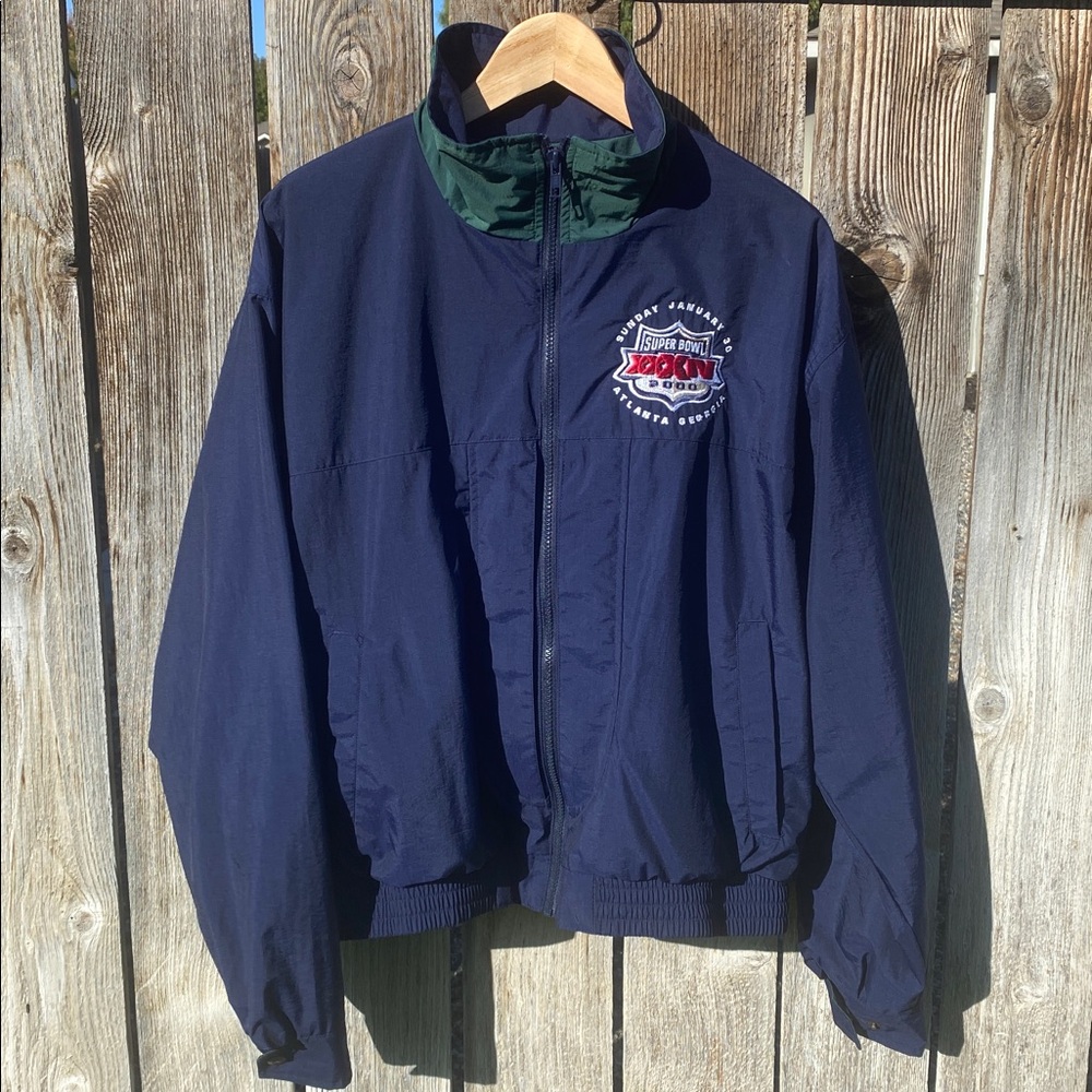 Vintage Champion Super Bowl 2000 XXXIV Navy and Green Zip-Up Lightweight Jacket